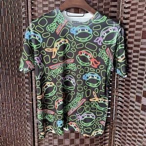 Nickelodeon Teenage Mutant Ninja Turtles Neon Signs Pattern T-Shirt - Mens Large